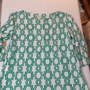 Chico's green white size 2 cotton knit top